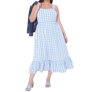 Lane Bryant Blue and White Gingham Midi Dress